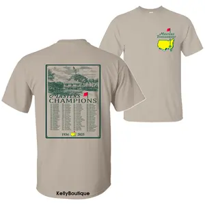 2025 Masters Golf Tournament Augusta National Clubhouse 91 Years (1934-2025) Champions Updated Rory McIlroy Unisex Cotton T-shirt for Men for Women