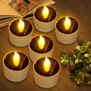 Solar  Lights Outdoor  - 6 Pack Flameless Flickering Solar Candles  LED  Light Candles Rechargeable Dusk to Dawn Lighting for Lanterns Garden Camping Home Decor, 2.3''x2.1''