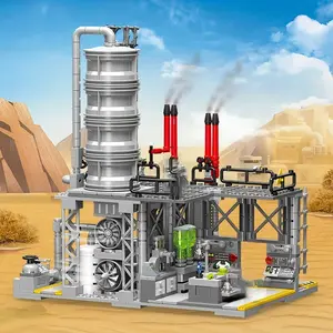 717PCS chemical plant building blocks, natural gas storage center laboratory transportation station, building block assembly toys, puzzle toys, holiday gifts, creative building block ornaments, the preferred gift for friends and lovers
