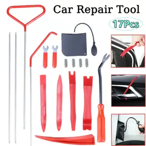 17 piece set of car wedge pry bar, car maintenance air cushion, including long handle hook tool and car wedge pump, car maintenance, portable design, suitable for manual disassembly and assembly tool set of cars and trucks, for use at home or outdoors
