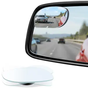 LMMAKE HD Glass Frameless Convex Rear View Mirrors, Wide Angle Adjustable Stick for Side Mirror, Automotive Exterior Accessories for Car, SUV & Trucks, Pack of 2