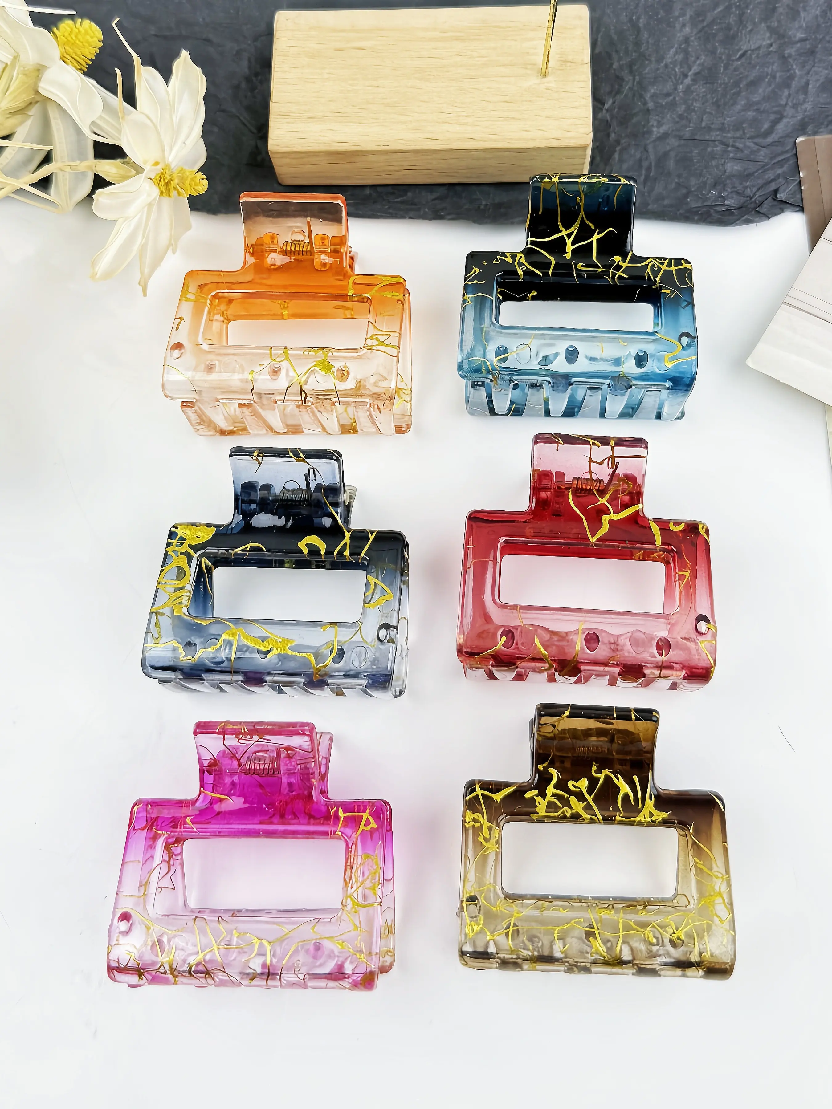6pcs medium size Hair Clips for Women for Bun Updo Ponytail - Elegant Bohemian Hair Claw Clips, for Braids, Wedding, Everyday Hairstyles - Solid Color Hair, Durable plastic hair clip, Valentine's Day gift, mardi gras Accessories, vintage claw clip