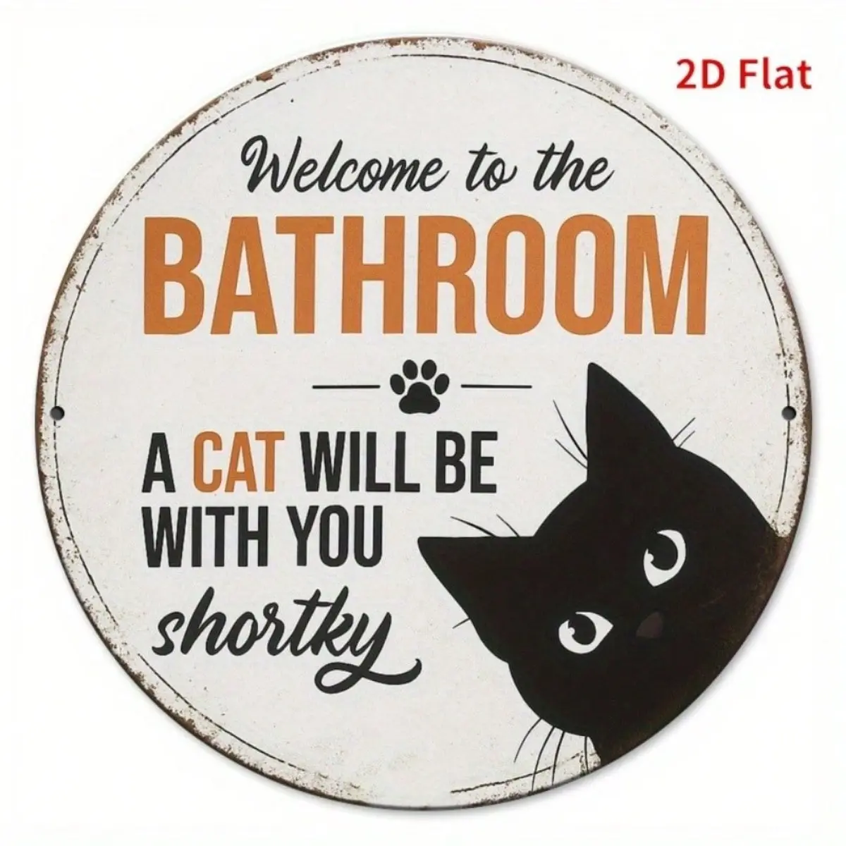 Cat Wall Decor Funny Welcome to The Bathroom Tin Sign 8x8 Inch Metal Retro Home Decor Signs for Living Room Kitchen Bathroom Hou