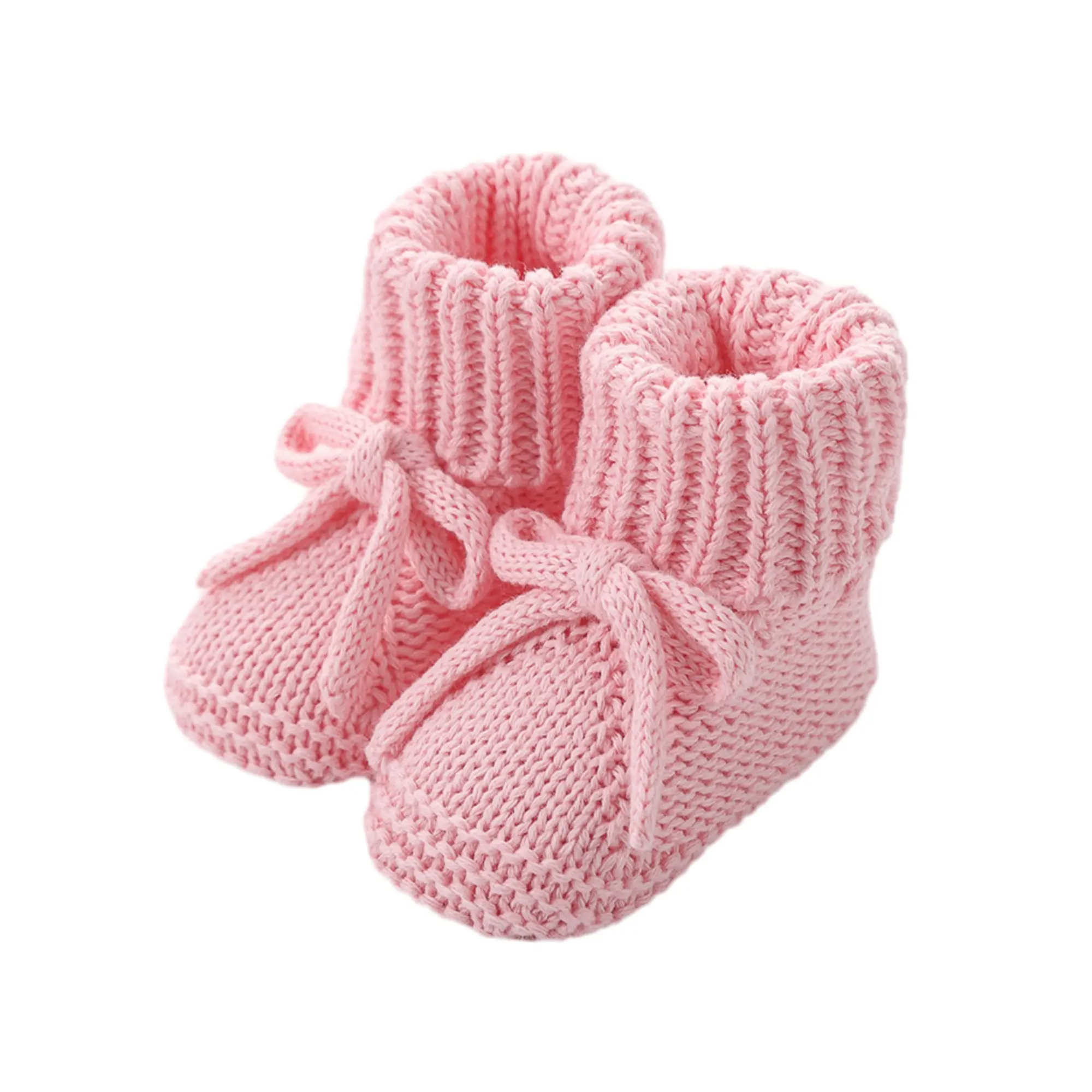 Infant Cotton Knitted Booties, 1 x Pair Soft Sole First Walking Socks, Warm Comfortable Winter Indoor Shoes for 0-12 Months Baby Boys & Girls