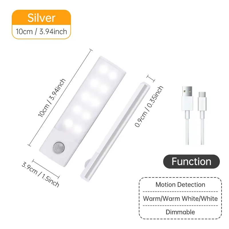 Motion Sensor Light Wireless LED Night Light USB Rechargeable Night Lamp Cabinet Wardrobe Lamp under Backlight for Kitchen Led Pzsunly