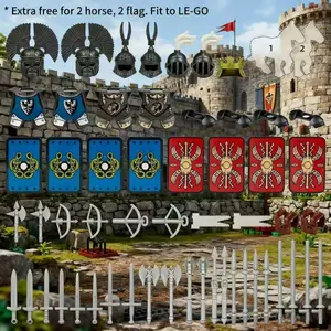 Middle Ages Knight Accessories Toy Set, Multiple Combination Parts, Great Desktop Decoration, Perfect Holiday Gift, Passionate Tabletop Game Figures, Castle