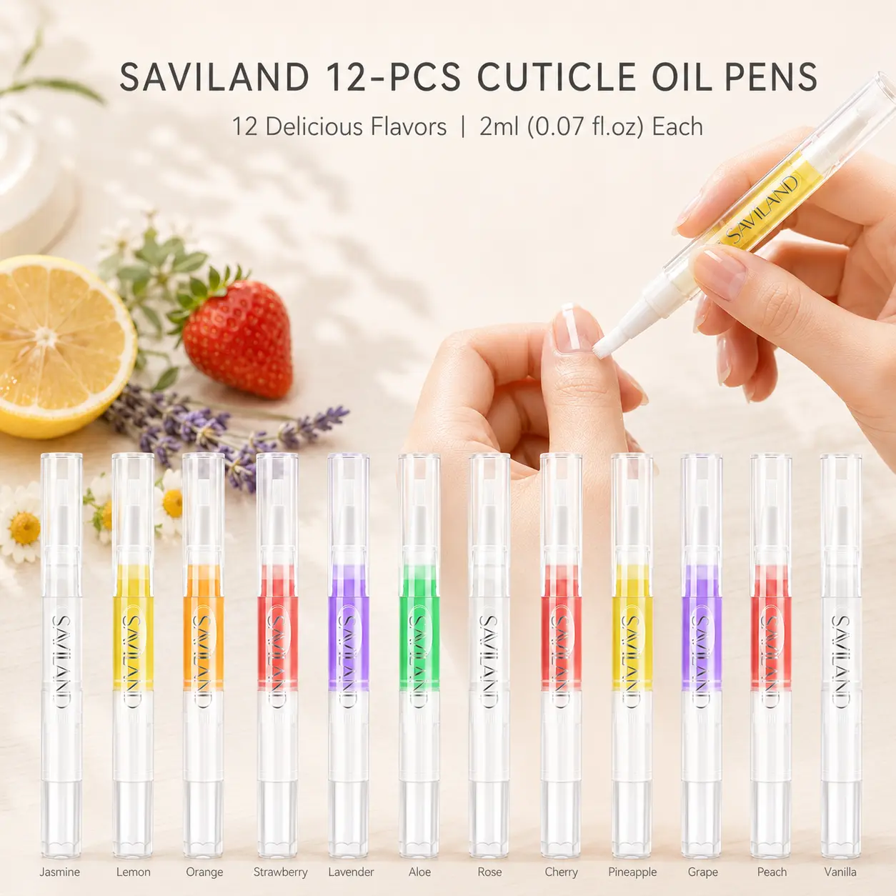 SAVILAND 6PCS Natural Cuticle Oil Pen with Vitamin E Nourishes & Repairs Damaged Cuticles Strengthens Nails & Provides Comfort for Nail Polish