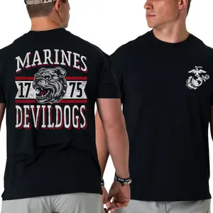 U.S. Marine Corps T-Shirt – Marines 1775 Devil Dogs Bulldog Graphic Tee, Vintage USMC Eagle Globe Anchor Logo, Soft Cotton Blend Military Apparel, Perfect Gift for Marines & Veterans