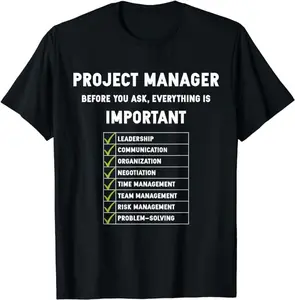 Funny Construction Work Shirts, Project Manager Funny Construction Work Construction Manager T-Shirt Menswear Casual Cotton
