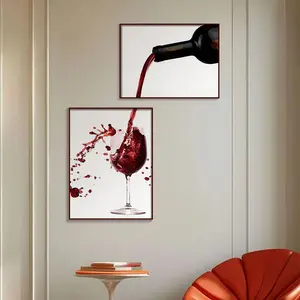 2 Piece Frameless Unique Wine Canvas Art Set, Wall Decor for Living Room Kitchen Bedroom, Modern Plant Decoration, Modern Home Decoration