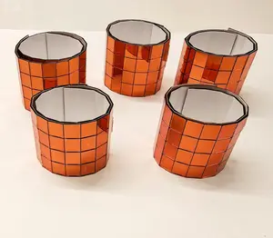 600pcs Orange Glass Mirror Squares Self-Adhesive Mini 0.4''x 0.4'',Real Glass Mirror Roll,Decorative Mirror Sticker Sheet DIY Accessory Mirrors Mosaic Tiles