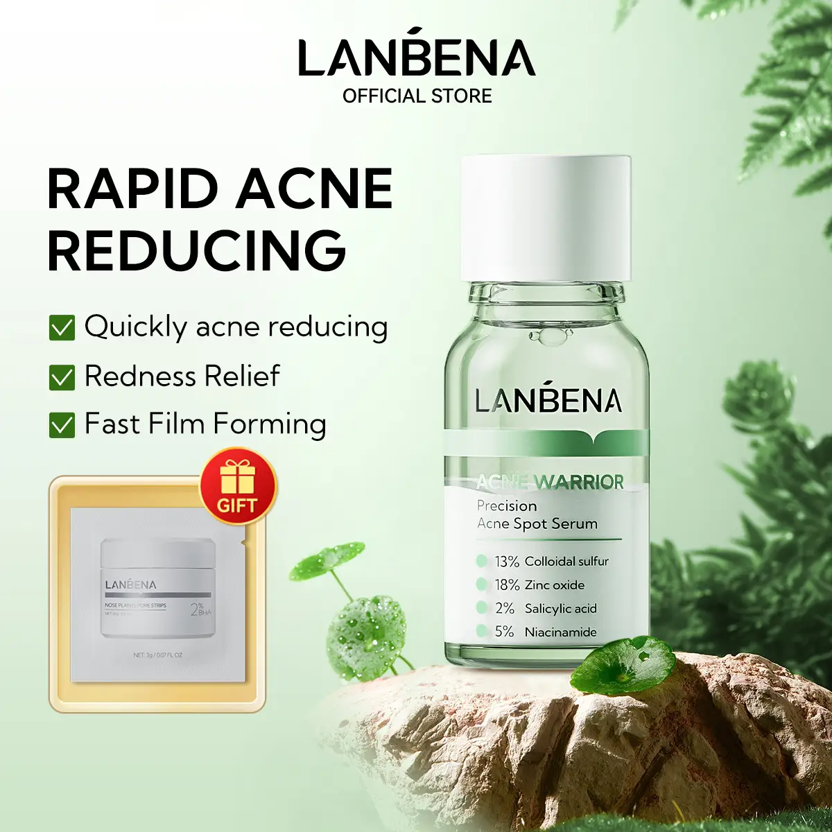 LANBENA Layered anti-acne essence,pimple patch， removes acne and soothes the skin，Serum ，Springtok ，Skincare Product，12ml