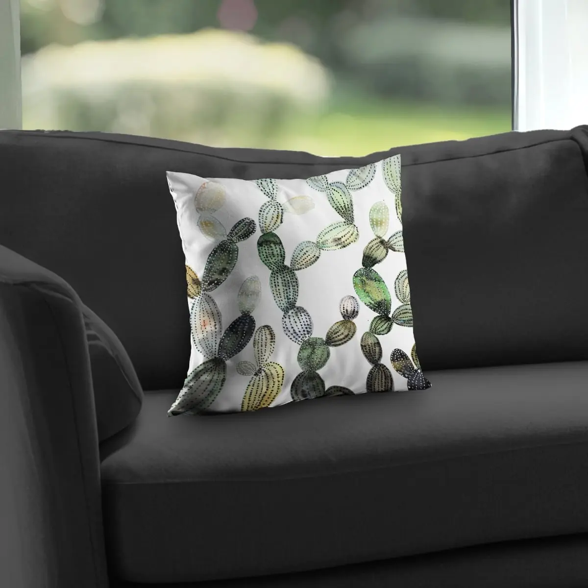 Begin Home Decor C1PT14148U1MF5 14 x 14 in. Pattern Opuntia Cactus Throw Pillow - Exotic Home Decor Insert