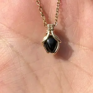 Sterling Silver | 14KT Gold Filled Mini Teardrop Onyx Wire Wrapped Wishbone Pendant