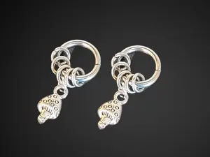 Silver Mushroom Hinged Clicker Earrings Ring Hoop Dangle Stack Charm Helix Rook Conch Daith Tragus nose huggie cartilage piercing ear 18g