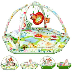 Baby Play Mat Play pen Mat - Thicker Padded Non-slip Large Soft Foldable Portable Lightweight Indoor Outdoor Activity Picnics Toddlers Infant Kids Nursery Gifts Safe for Floor Crawling Tummy Time Mat, Machine Wash Baby Activity Mat