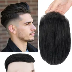 Men's Toupee Black Business Hairstyle 100% Hman Hair PU Hair Replacement System Ultra Thin Skin Natural Hairpiece