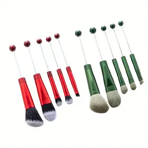 15pcs/20pcs DIY metal handle beaded makeup brush set powder blusher brush powder brush oblique head eye shadow eyebrow brush western style makeup tool
