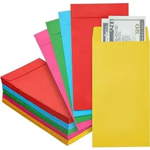 100 Pack Colorful Money Envelopes for Cash, Payroll, Money Saving, Coins, Currency, 100GSM (4 x 7 In)