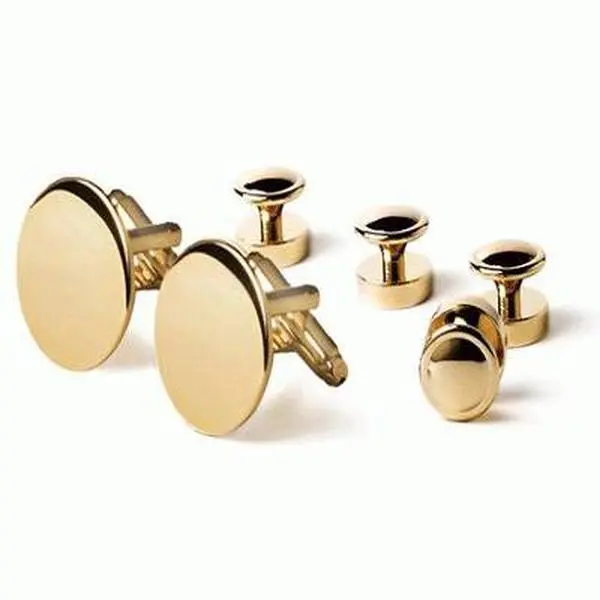 Polished Gold Tuxedo Cufflinks and Studs