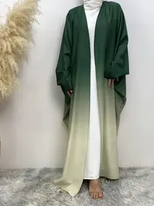 Arabic Clothing-Ombre Batwing Sleeve Open Front Abaya Without Dress & Hijab, Modest Long Sleeve Maxi Abayas for Daily Wear, Women's Islamic Clothing for Fall & Winter