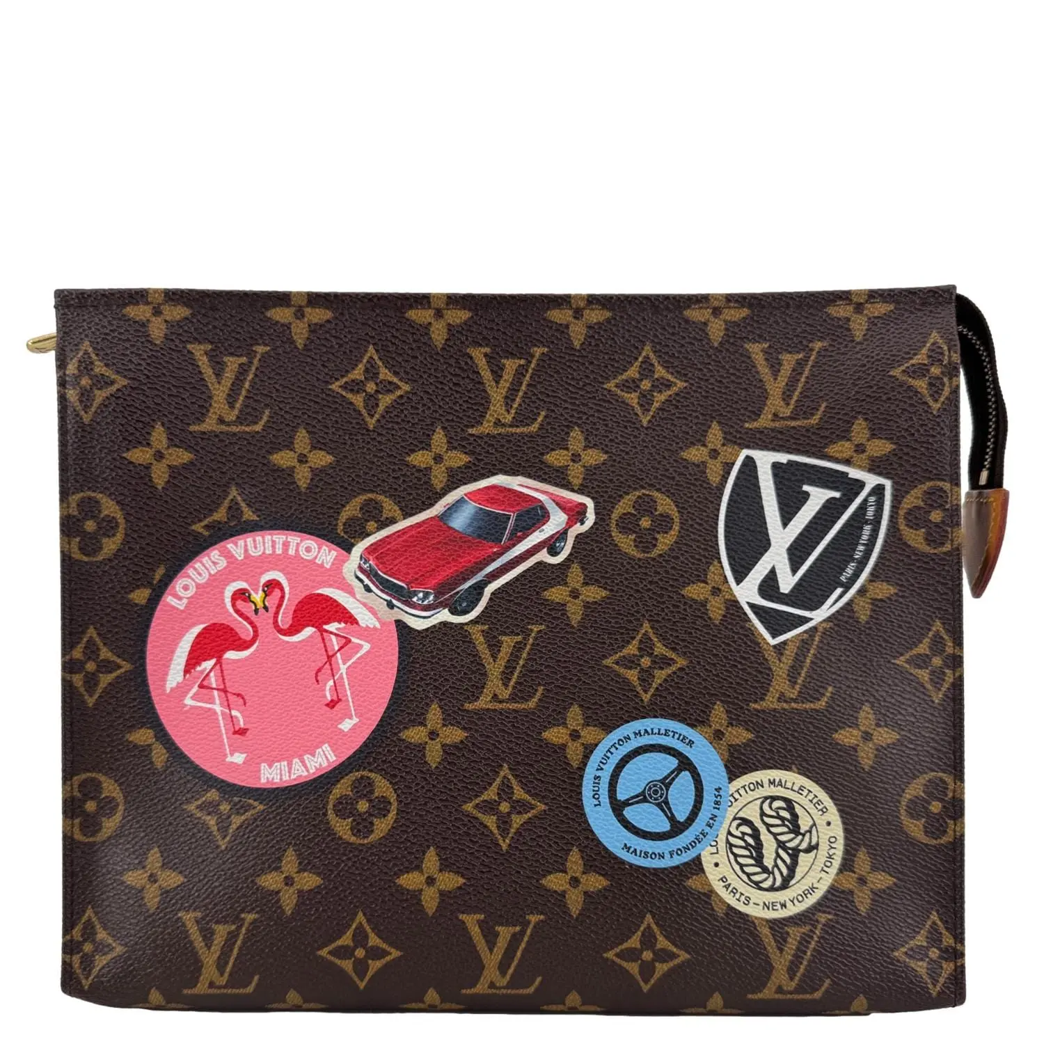 Pre-owned Louis Vuitton Monogram Canvas Toiletry Bags World Tour Toiletry Pouch Brown