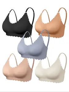 Women's Wireless Bra Set, Seamless Smooth Shell Design, Comfortable Push-Up Support, Casual Lined Underwear, All Seasons Wear, Fit