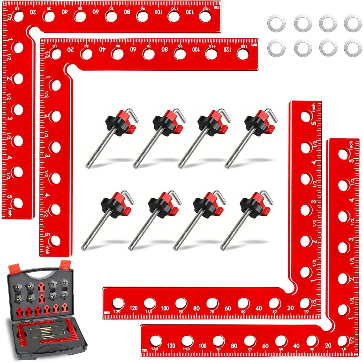 Corner Clamps for Woodworking,4pcs corner clamps With Box, 5.5" Aluminum Alloy 90 degree right angle clamp, Positioning Square Tools for Frame, Cabinets, Drawers,Box.