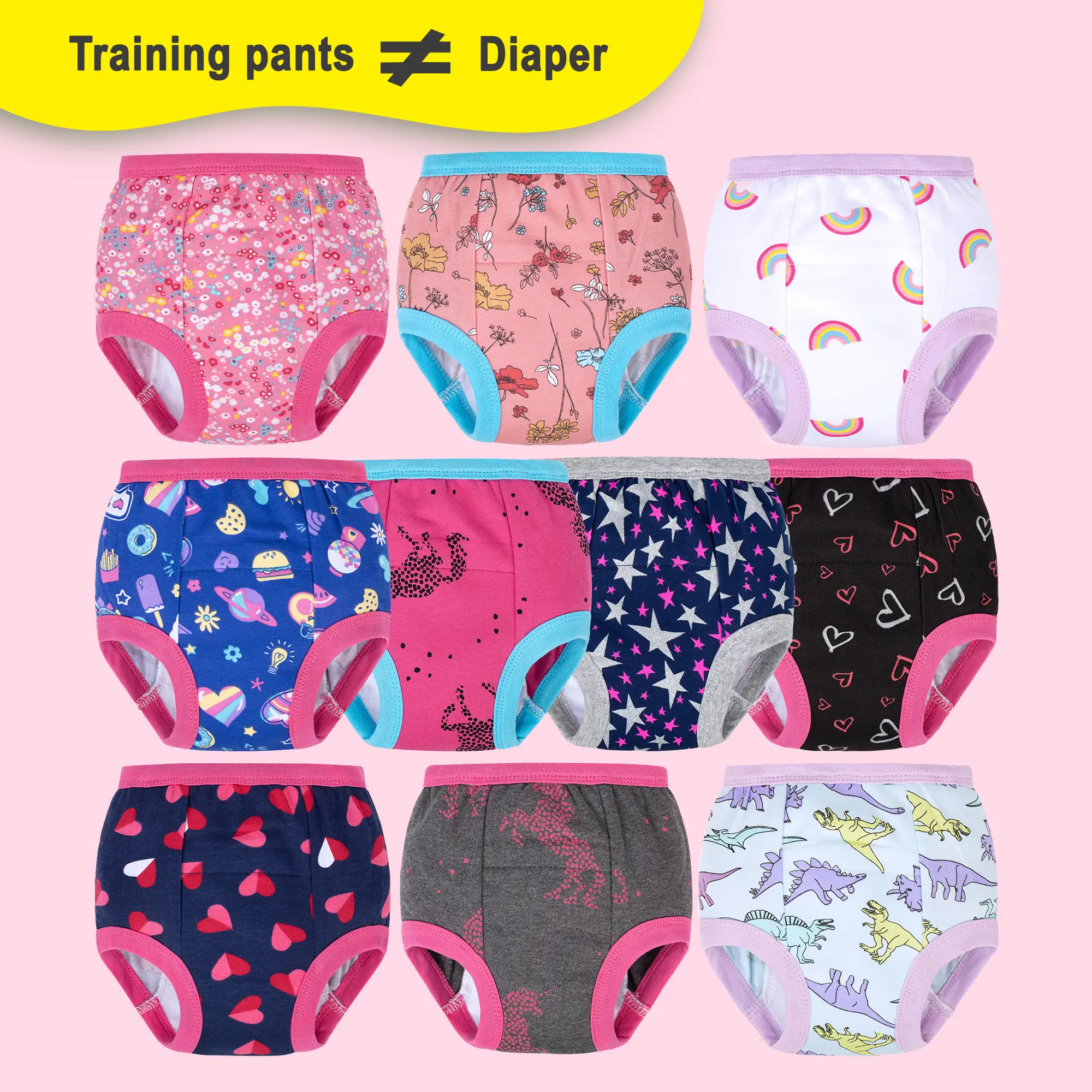 10-Pack Potty Training Pants for Boys and Girls - Comfortable Learning Underwear