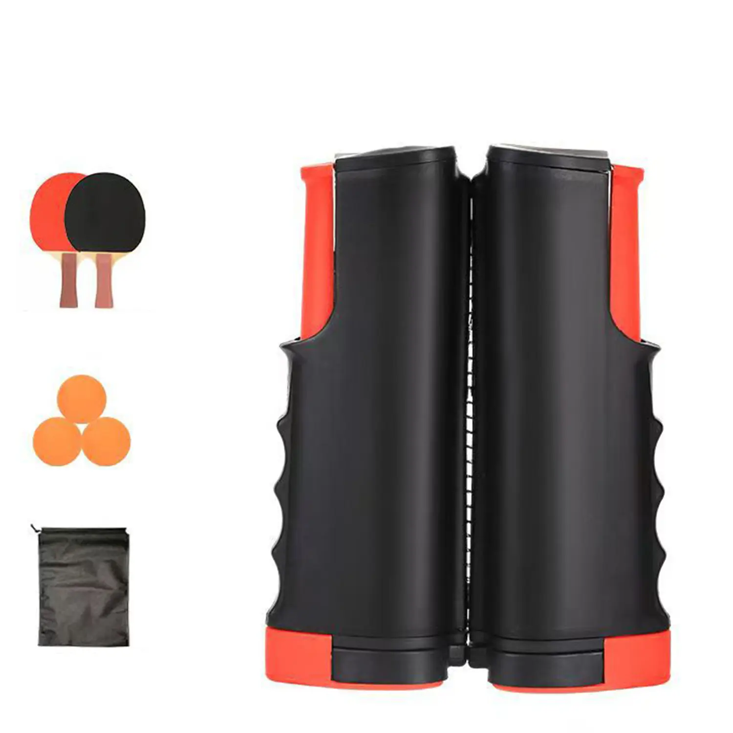 Expandable Ping Pong Net with Paddles and Balls, Includes Storage Bag, Clips to Any Table Under 6 Feet and 1.8 Inches Thick, Table Tennis Racket