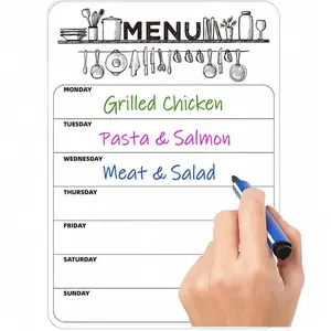 Magnetic Fridge Whiteboard A4/A3 (8.5x12 Inches / 11.69x16.54 Inches ) Magnetic Weekly Menu Board Meal Plan Board Dinner Food Planner