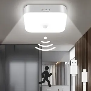 Modern Motion Sensor LED Ceiling Light, 500lm High Brightness, 10000mah Rechargeable Battery, Wireless Induction Lamp for Entryway, Stairs, Hallway
