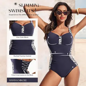 【S-2XL】Hanna Nikole Women One Piece Tummy Control Slimming Swimsuits Modest Bathing Suit Ruched Shapewear Swimwear 2026 #tiktok shop spring glow up #outdoor fun #SwimWeek