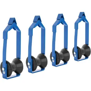 HECASA Universal 4PCs Cable Rollers Aerial Construction Lineman Tools Outdoor Steel+Plastic Powder Coated Blue 3” in Diameter Including Fiber Optic Cable