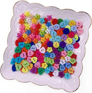 200 count Craft Buttons Sewing Button Colorful Button Round Heart Star Flower Mix Buttons for DIY Crafts Painting Decoration