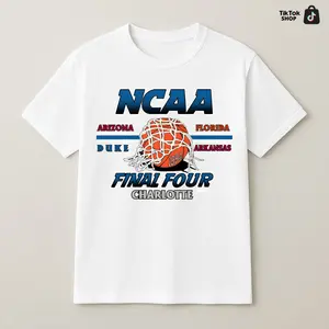 Vintage College Basketball Final Four T-Shirt Charlotte Style Retro Hoop Graphic Tee Unisex Cotton Streetwear Casual Sports Shirt for Men Women