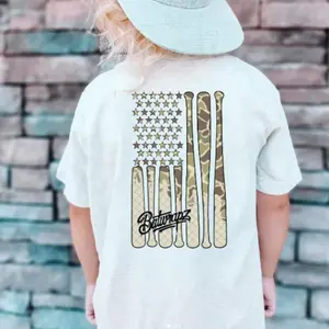 Camo Baseball Ice Cream Flag Youth and Adult T-Shirt, Country Boys Shirt, Youth Shirt, Youth Clothes, Trending Kids Shirt, Youth Outdoor Clothing, Back to School Shirt, Gift for Boys and Girls, Birthday Gift