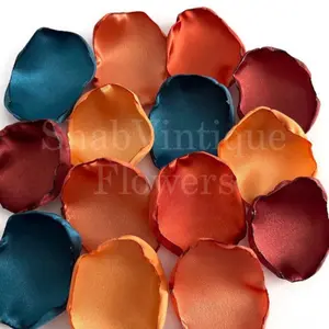 Fall Wedding Flower Girl Petals 100pcs – Rustic Teal, Rust, Marigold & Sunset Orange Wedding Decor