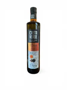 CRETA VERDE | Cold Pressed 100% Greek Extra Virgin Olive Oil | P.D.O. Kolymvari Chania Crete | Koroneiki Variety | First Cold Extracted EVOO | 750ml (25.36 fl.oz) Glass Bottle