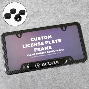 Front or Rear Carbon Fiber Texture License Plate Frame Protect Cover Fit Acura Decorate Accessories Gifts
