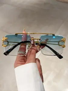 Unisex Sporty Style Metal Frame Glasses, Stylish Trendy Eyewear, Fashion Frame Eyeglasses, Decorative Lens Design, Stainless Steel Frame, All-Season Wearable Eyewear Accessory