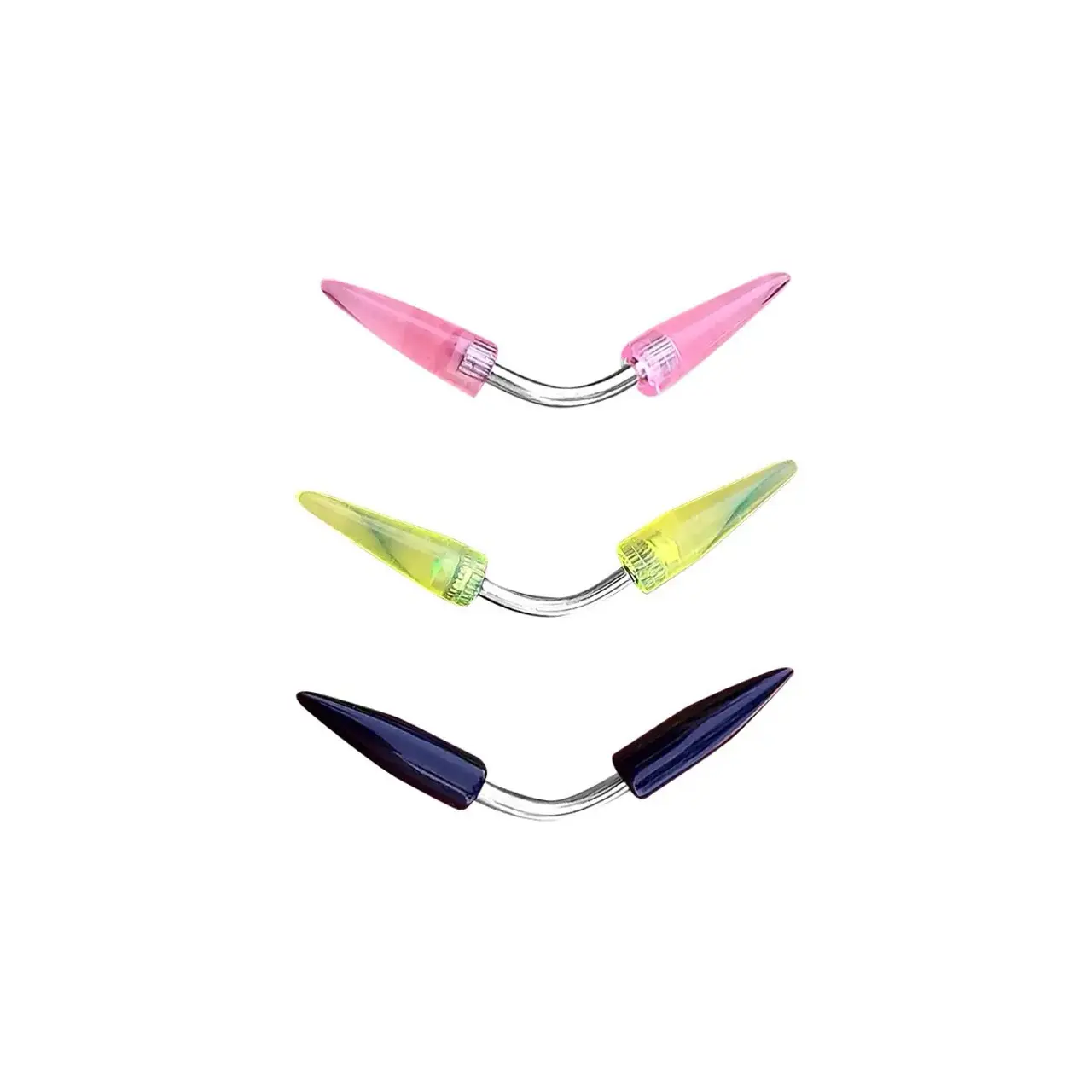Eyebrow Ring UV Glow Spike End 14G Surgical Steel Curved Barbell Eyebrow Piercing Jewelry 3/8"