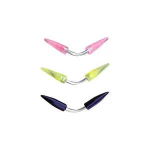 Eyebrow Ring UV Glow Spike End 14G Surgical Steel Curved Barbell Eyebrow Piercing Jewelry 3/8"