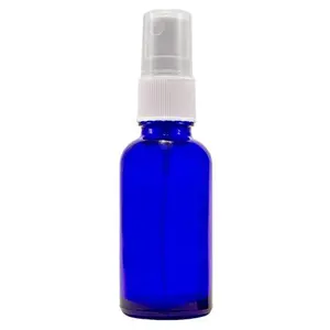 1 Oz Cobalt Blue Boston Round Glass Bottle with Fine Mist Sprayer
