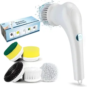 Electric Spin Scrubber, Handed Electric Cleaning Brush Power Scrubber with 5 Replaceable Brush Heads, Rechargeable Bathroom Scrubber for Cleaning Bathtub, Tub, Tile, Floor, Sink, Window