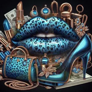 5D DIY Diamond Arts Colorful Painting Kit, Lip Pattern Round Diamond Arts Colorful Painting, DIY Decorative Art Picture for Beginner, Wall Art Painting