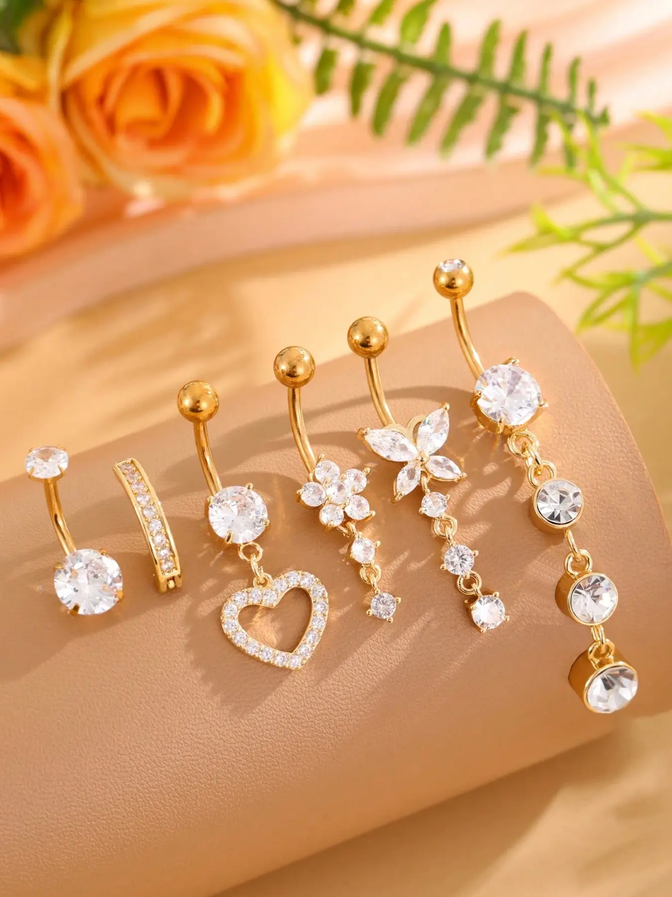 Women's Elegant Butterfly & Floral Belly Ring, Belly Button Jewelry, Stainless Steel Navel Jewelry, 14g Fashion Body Accessory for Party Daily Wear Gift, Navel Piercing Jewelry