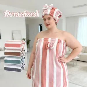 2-Piece Oversized Bathrobe Set, Adjustable Princess Hooded Robe, Thickened Fabric, Fits Xxxl-Xxxxl, Ideal for Home, Travel, Sauna, Spa, Bathing