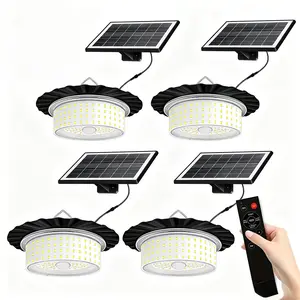 2/4PACK Solar Outdoor Pendant Light, LED Hanging Lamp with Remote Control, IP65 Waterproof, Outdoor Indoor Solar Powered Motion Sensor Shed Light, Auto Dusk to Dawn Powered for Patio Barn Garden