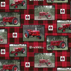 Farmall Tractor Plaid Cotton Fabric